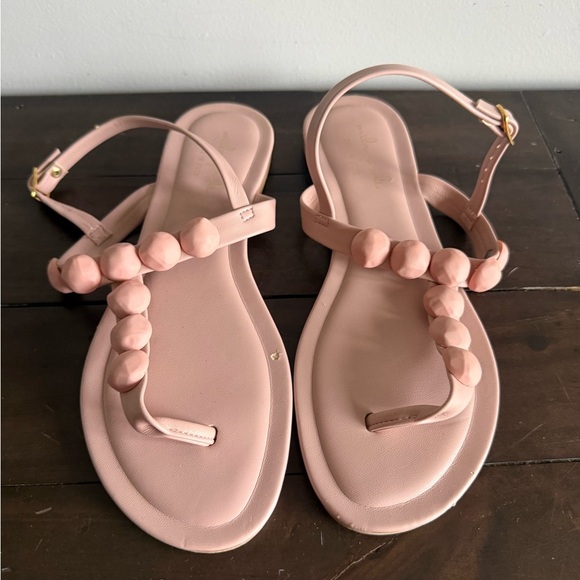 Mila Paoli Blush Pink Beaded T-Strap Sandals — Size 8 / EU 39 — Made in Italy - Picture 2 of 6